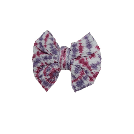 Vintage Tie Dye Braid Knit Fabric Bow 3" 