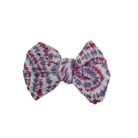 Vintage Tie Dye Braid Knit Fabric Bow 4" 