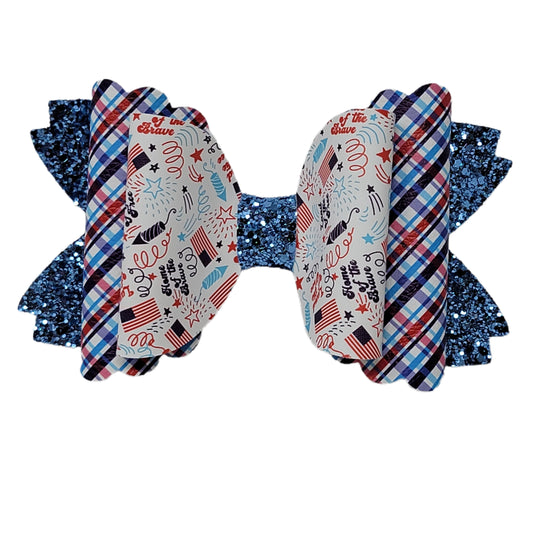 Home of the Brave Double Scalloped Daisy Bow 6" 