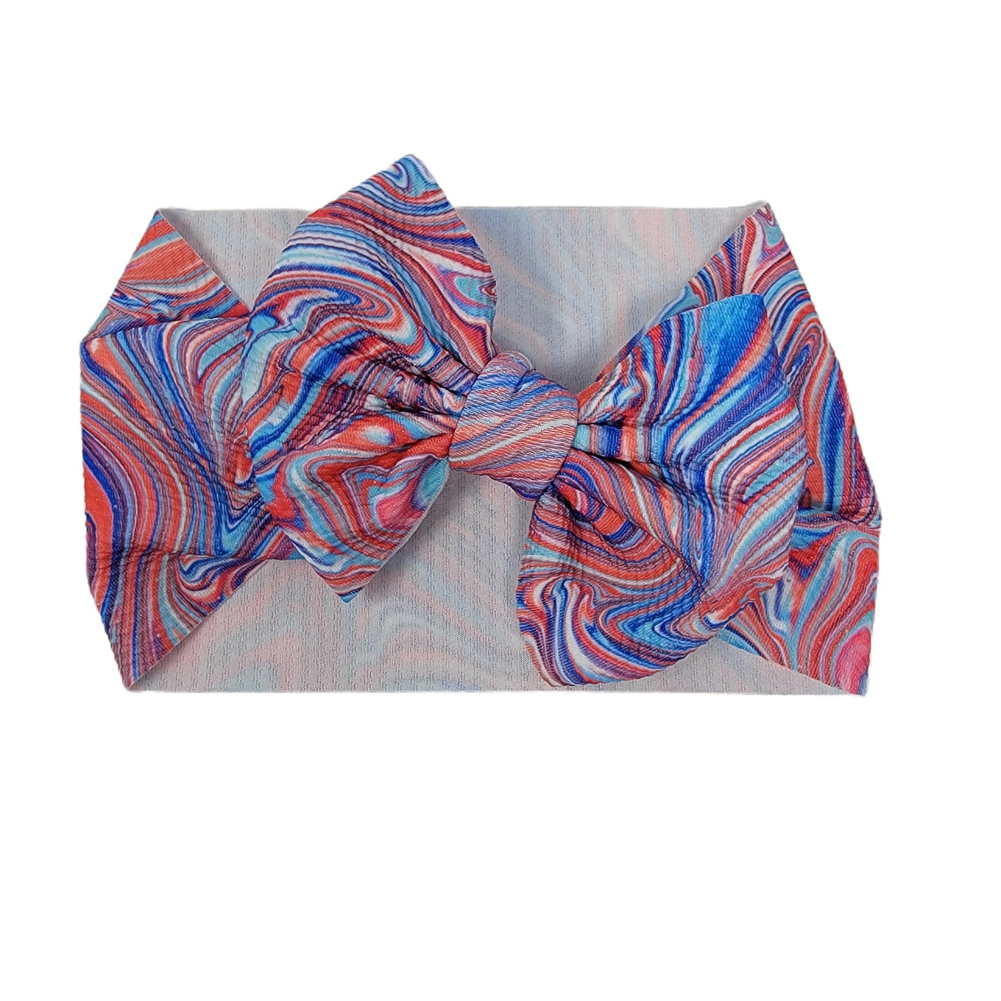 Patriotic Oilspill Fabric Bow Headwrap 5"