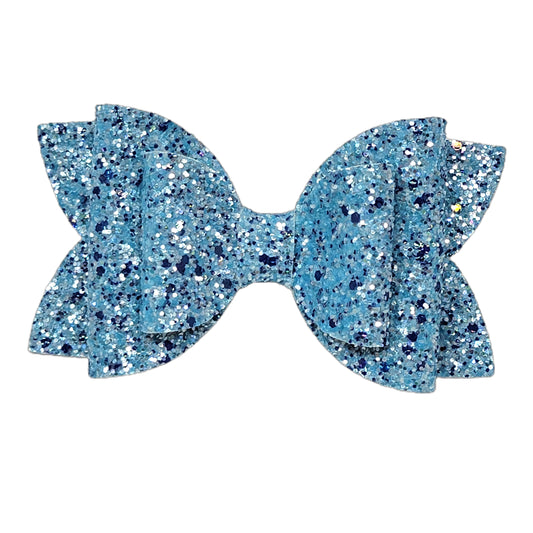 Blue Mix Glitter Double Diva Bow 5" 