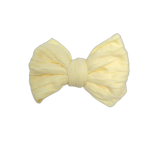Pale Yellow Woven Knit Bow 4" 