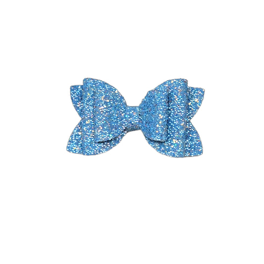 Blue Beaded Glitter Double Diva Bow 3" 