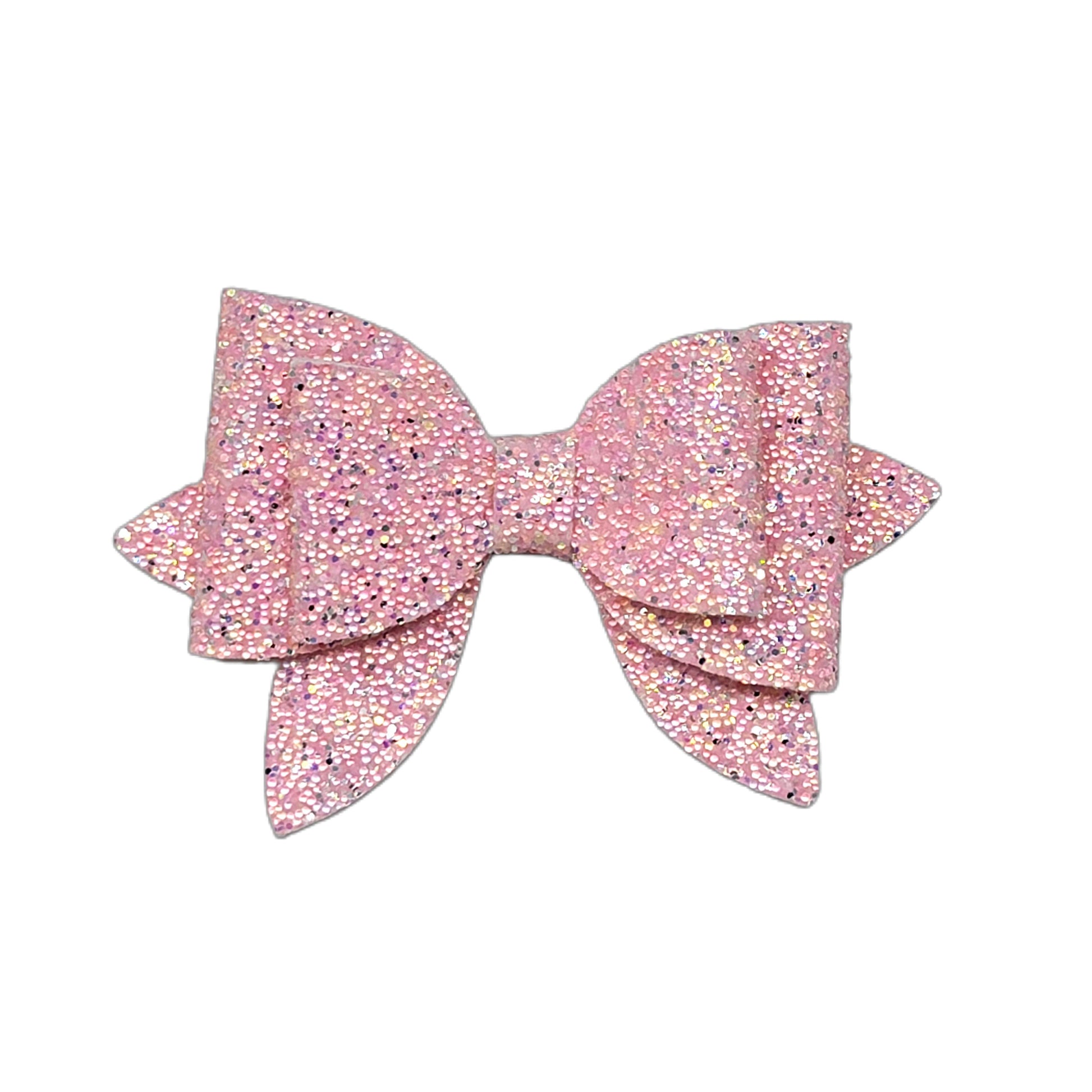 Pink Beaded Glitter Double Harlow Bow 4.5" 