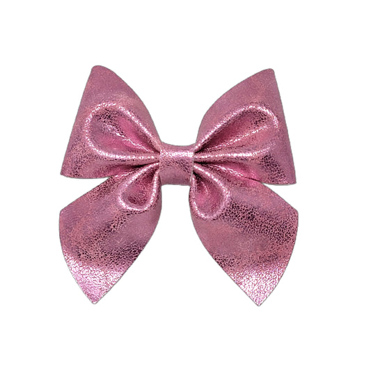 Antique Metallic Pink Ladylike Bow 3.75" 