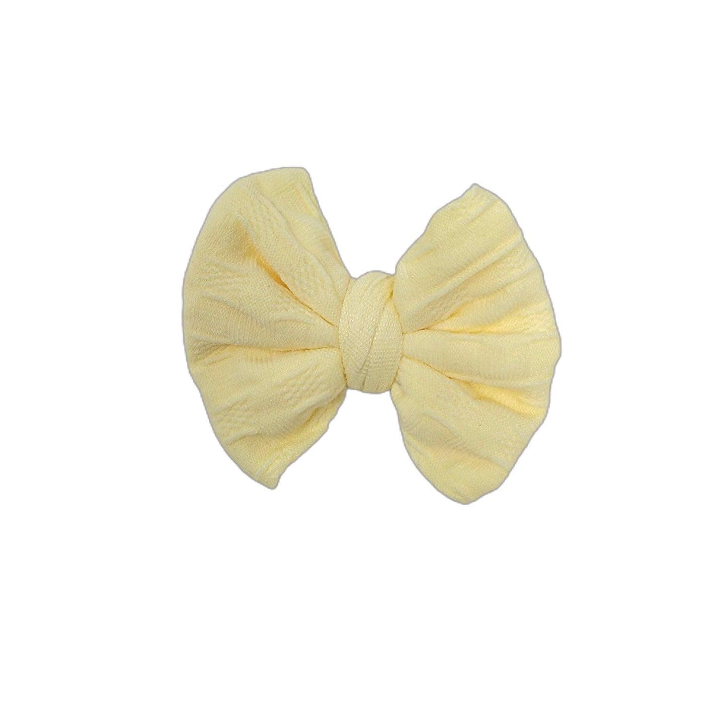 Pale Yellow Woven Knit Bow 3" (pair) 