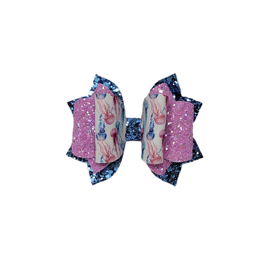 Pink & Blue Jellyfish Franchi Elegant Bow 4" 