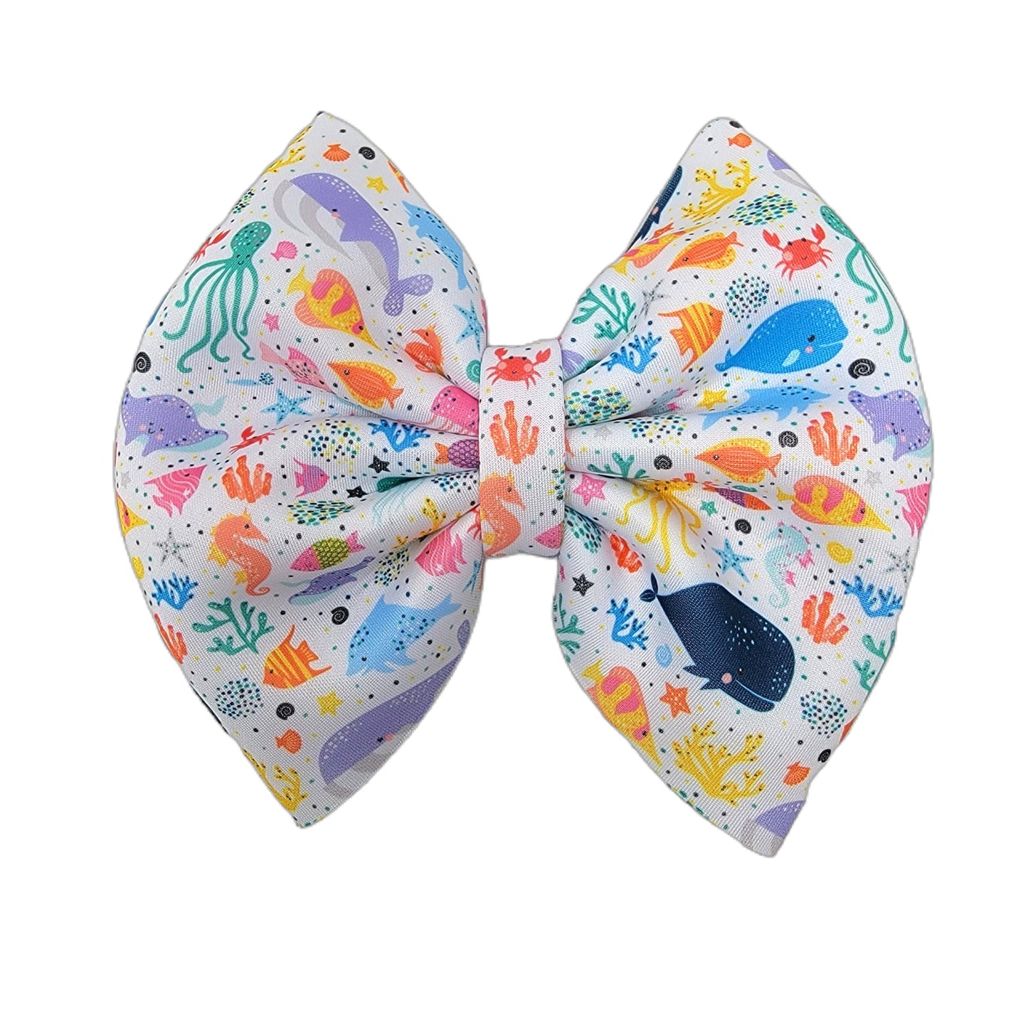 Oh Whale Puffy Fabric Bow 7" 