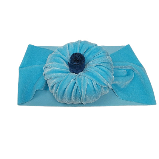 Fabric Pumpkin Headwrap - Sky Blue