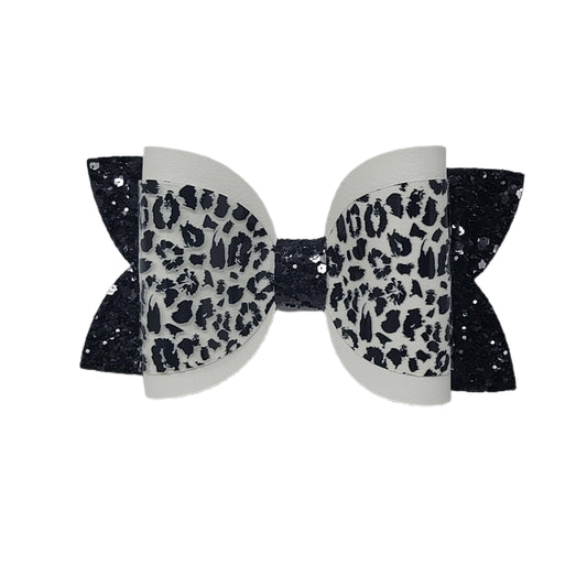 Snow Leopard Jelly Dressed up Diva Bow 5" 