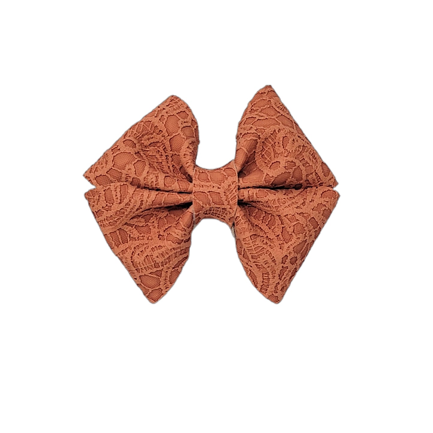 Rust Embossed Fluffy Petal Pinch Bow 4" 
