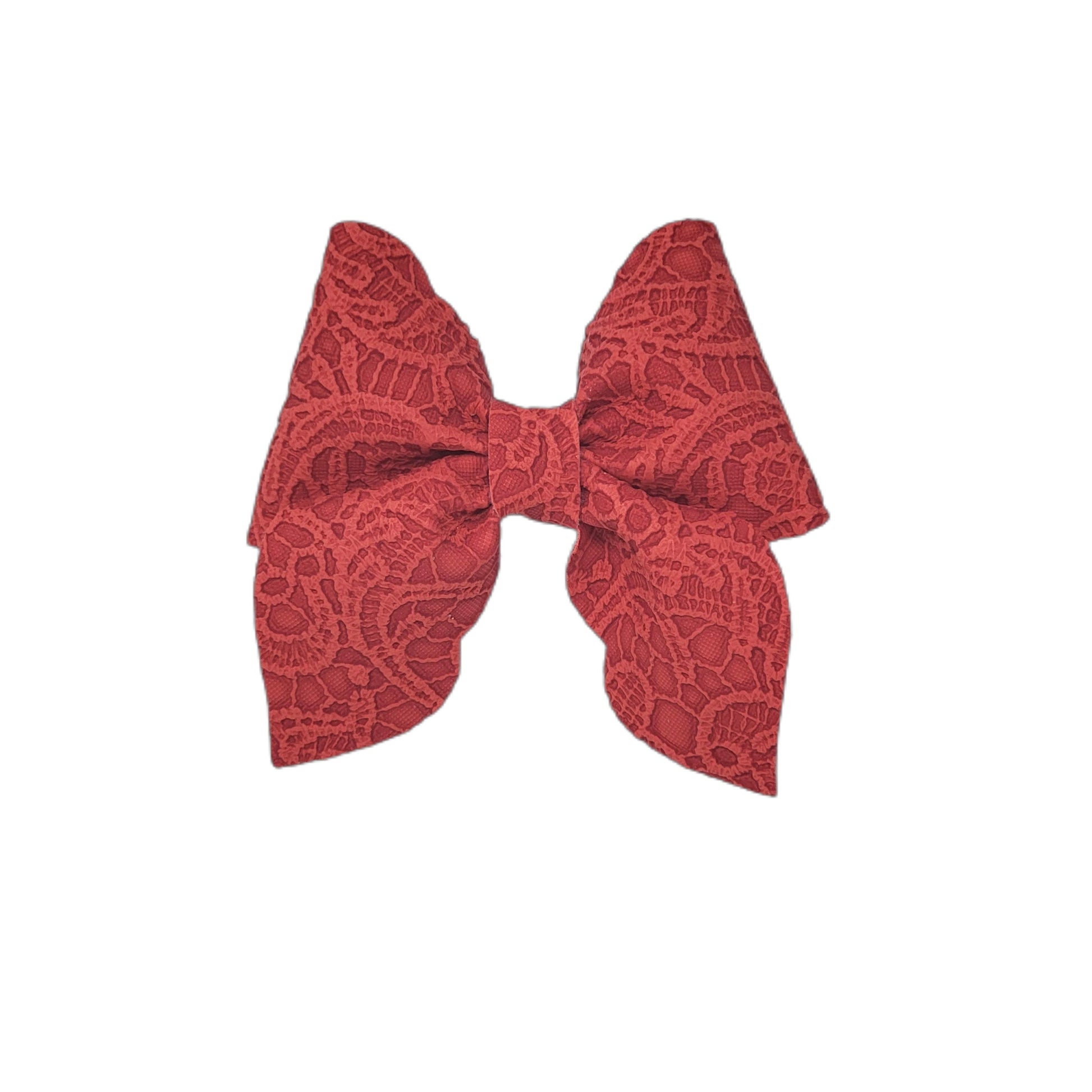 Red Embossed Scalloped Siren Bow 3.5" 