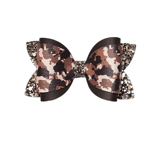 Brown Camo Dressed up Diva Bow 4" 