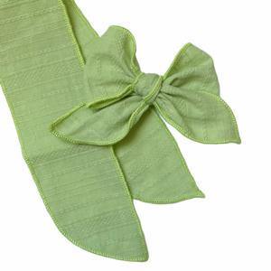 Green Hand-tied Linen Bow 4" 