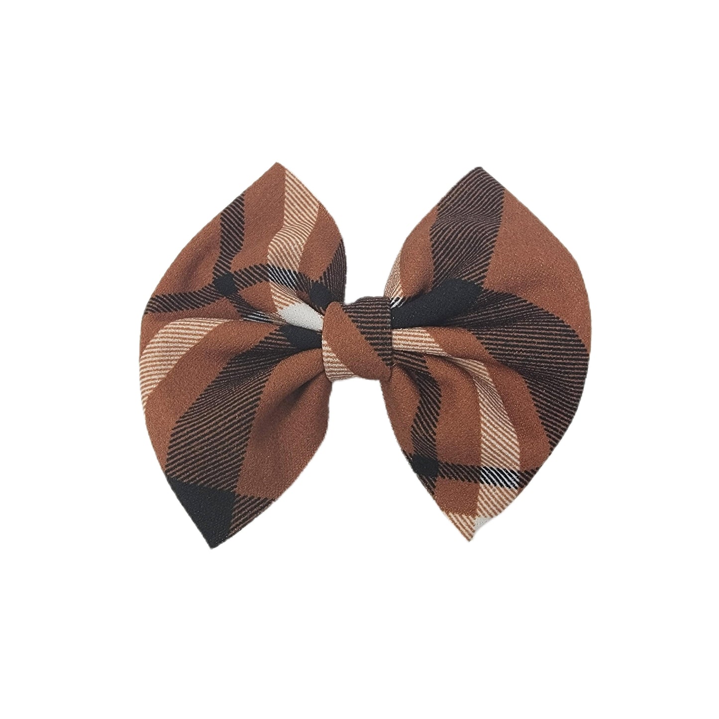 Brown Plaid Fabric Bow