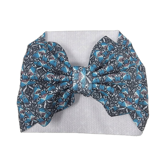 Turquoise Cow Skull Fabric Headwrap 7"  