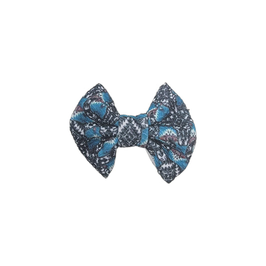 Turquoise Cow Skull Fabric Bow 3" 