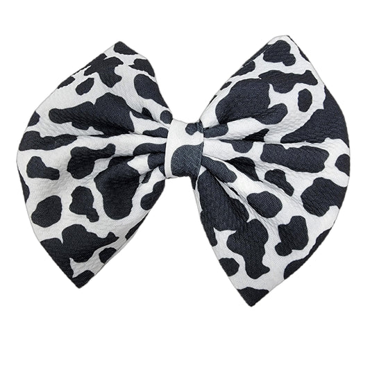 Cow Fabric Bow 7" 