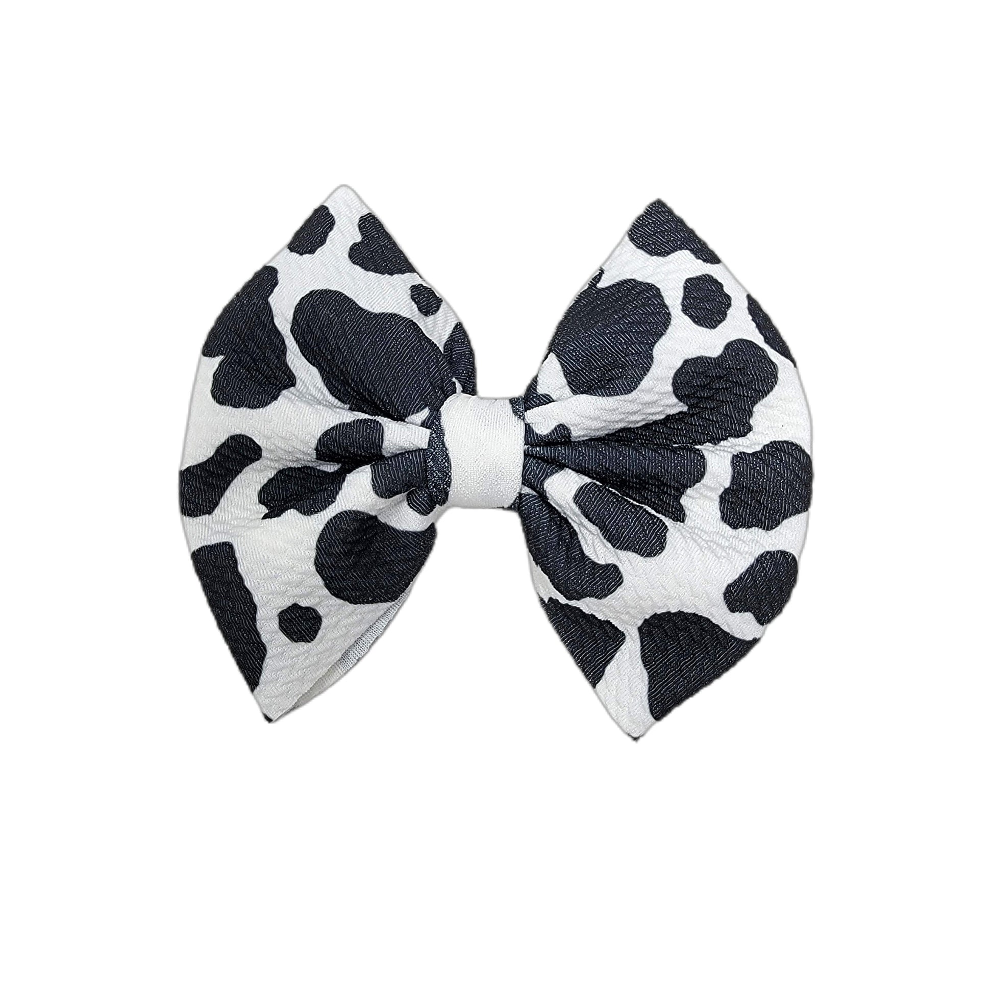 Cow Fabric Bow 5" 