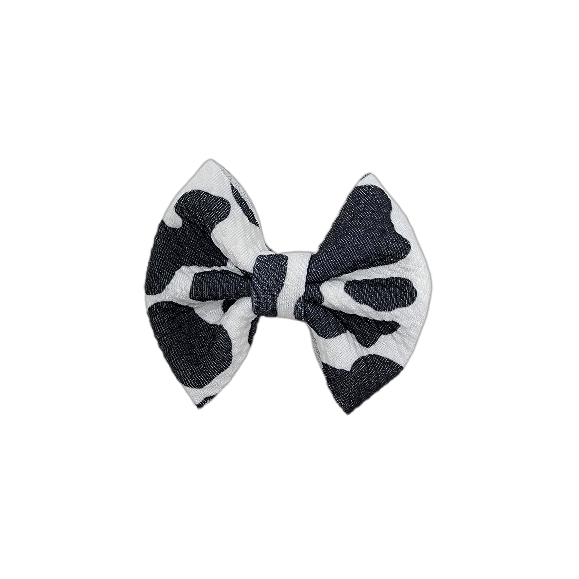 Cow Fabric Bow 3" 