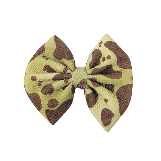 Brown Cow Fabric Bow 5" 