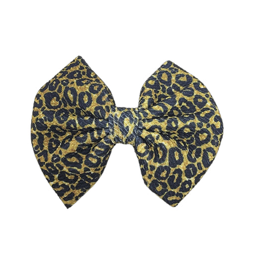 Leopard Fabric Bow 5" 