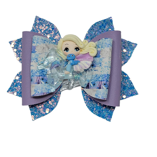Ice Queen Double Diva Elegant Bow 5" with Ice Queen Clay