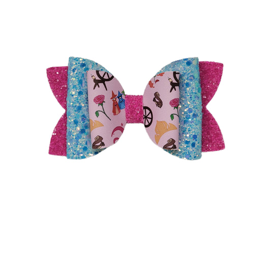 Spinning Wheel Princess Double Diva Bow 4" 