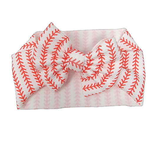 Fabric Bow Headwrap - Baseball Laces