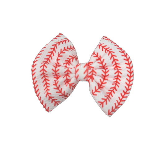 Baseball Laces Fabric Bow 5" 