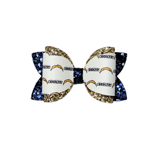 Chargers Dressed-up Diva Bow 4" 