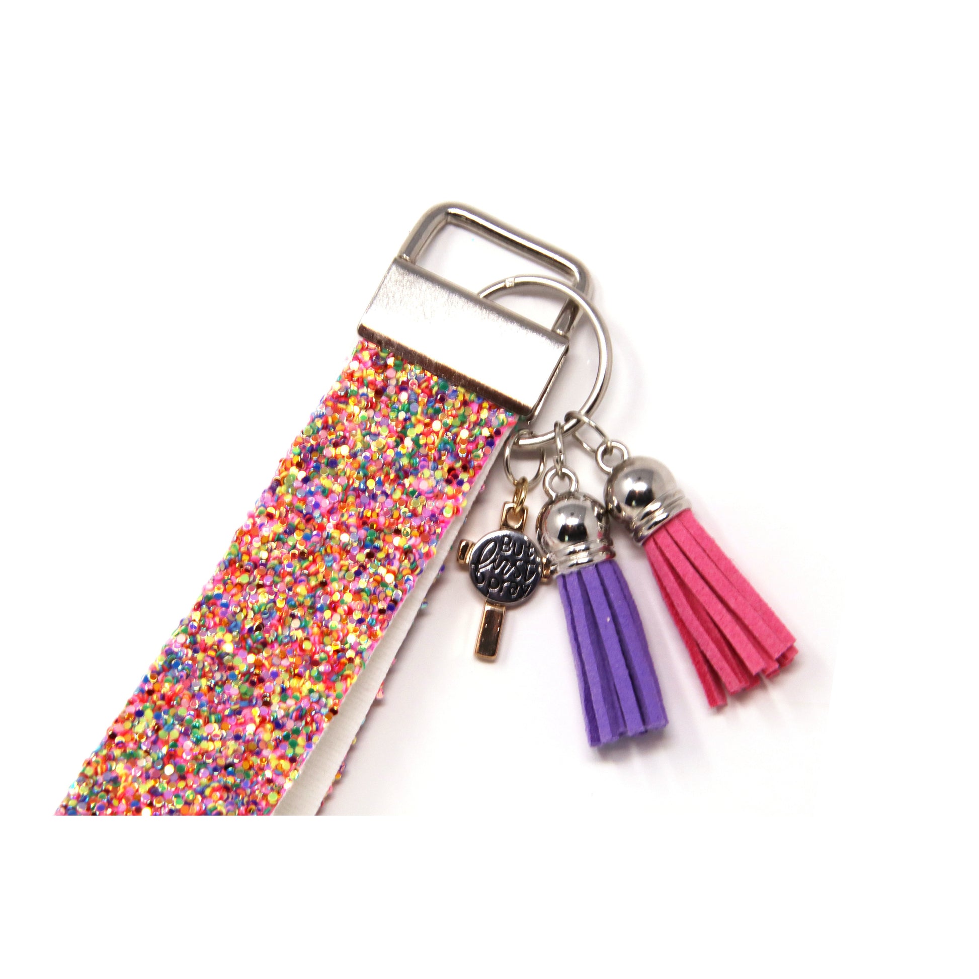 Key chain with tassels and charm