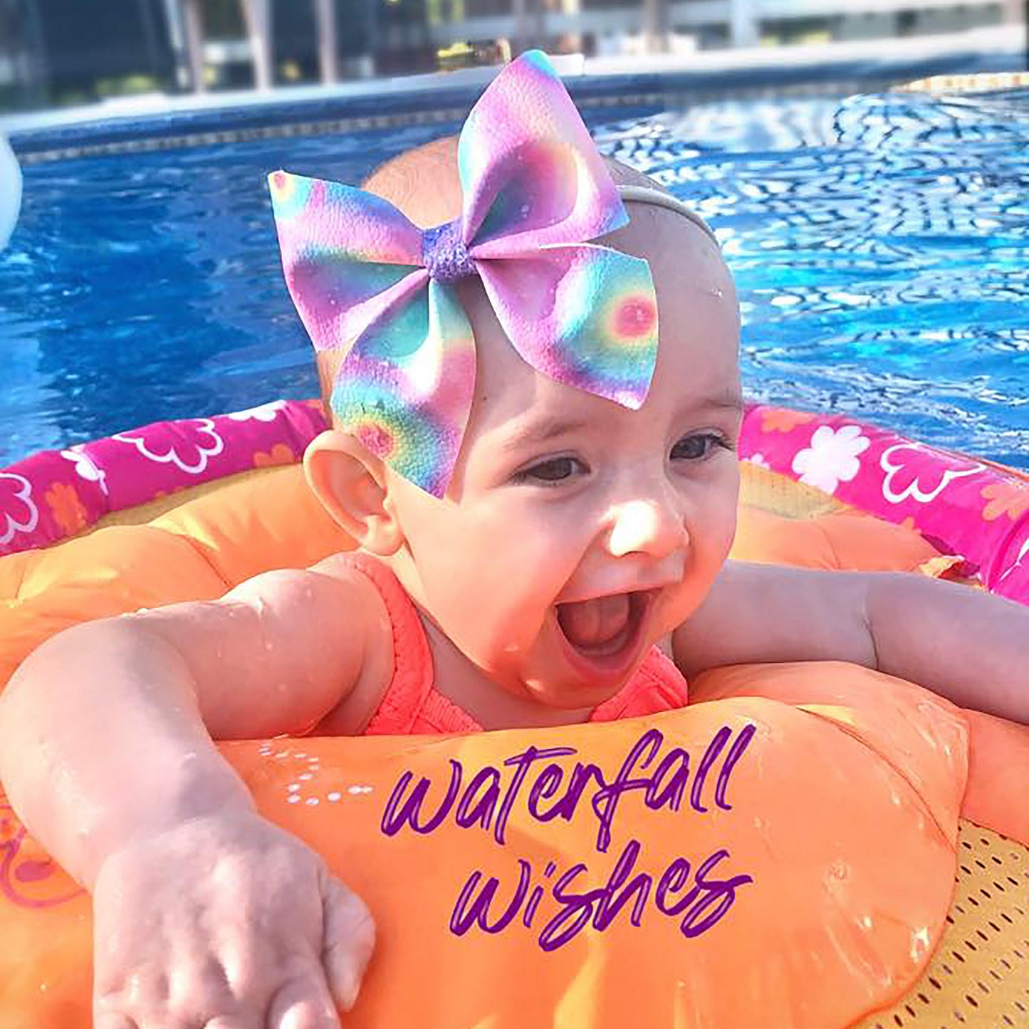 5" Tie Dye Sailor Bow - Waterfall Wishes