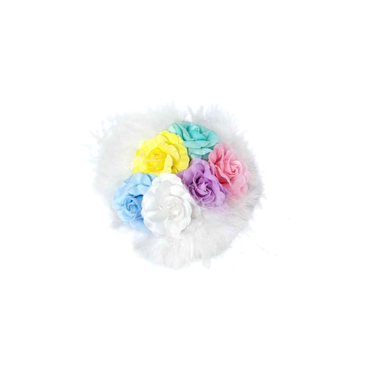 Pastel Flowers & Maribou Clip