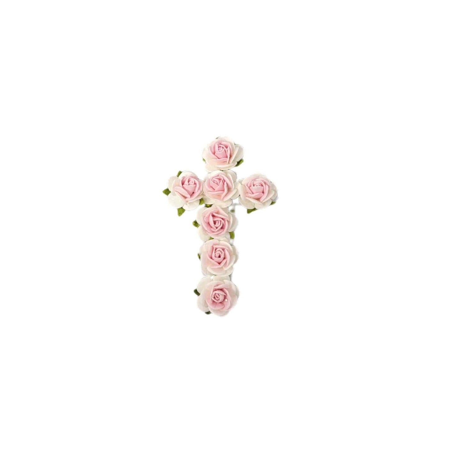 Pink Roses Cross Floral Clip