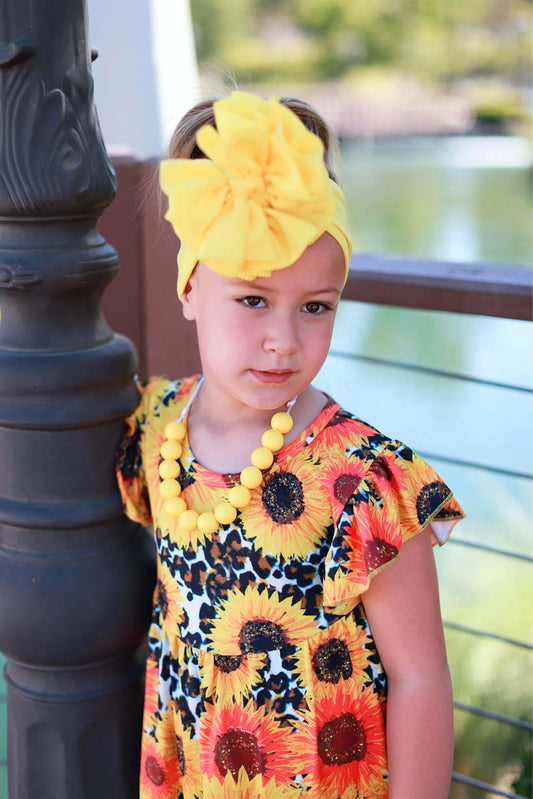 Yellow Sassy Fabric Bow Headwrap 5"