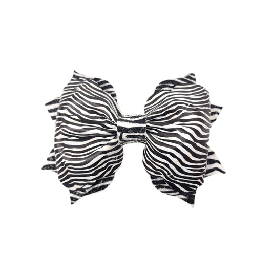 Zebra Stripe Poppy Bow 6"