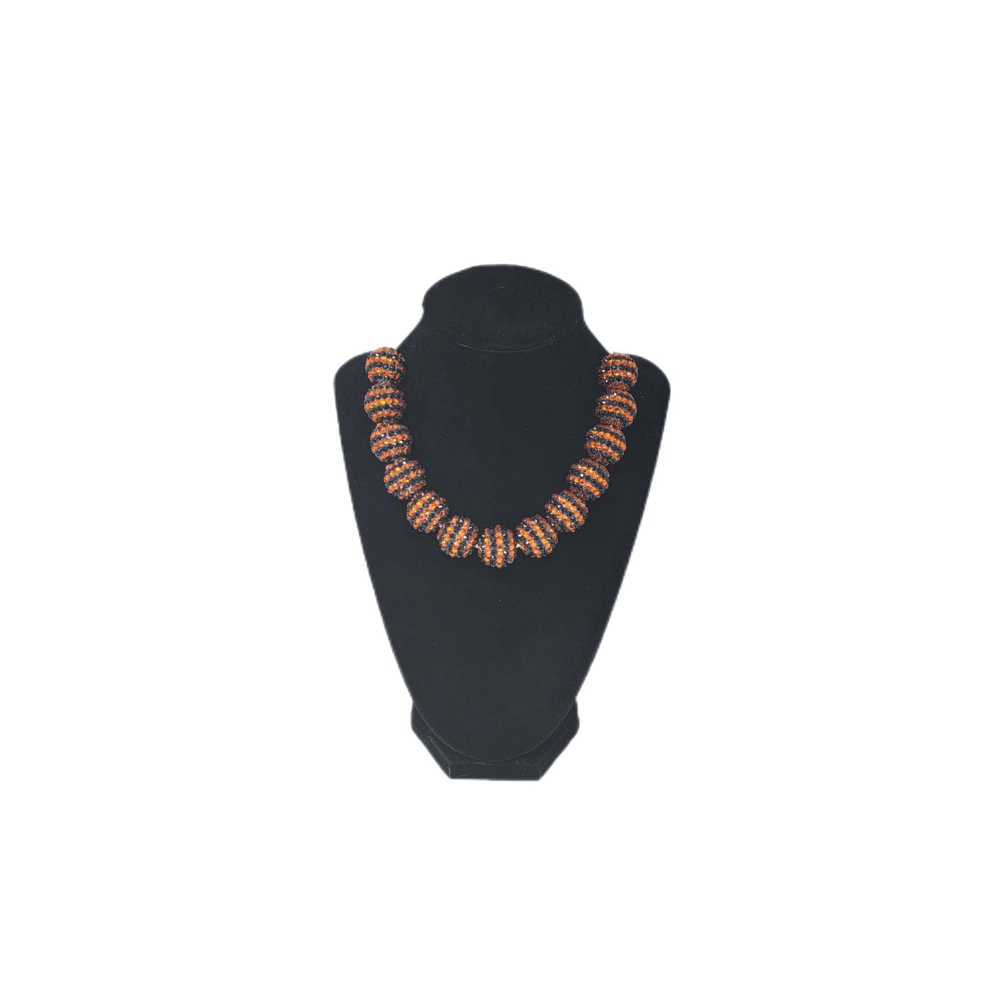 Orange & Black Rhinestone Bubblegum Necklace