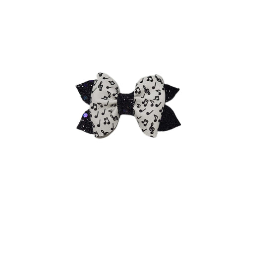 Music Notes Pixie Pinch Bow 3"