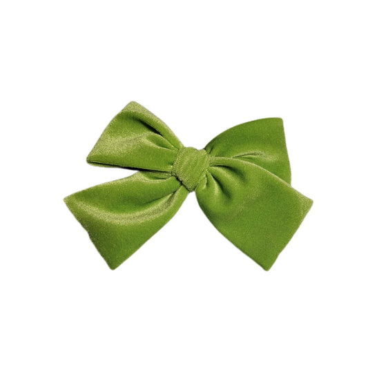 Green Dainty Velvet Fabric Bow 5"