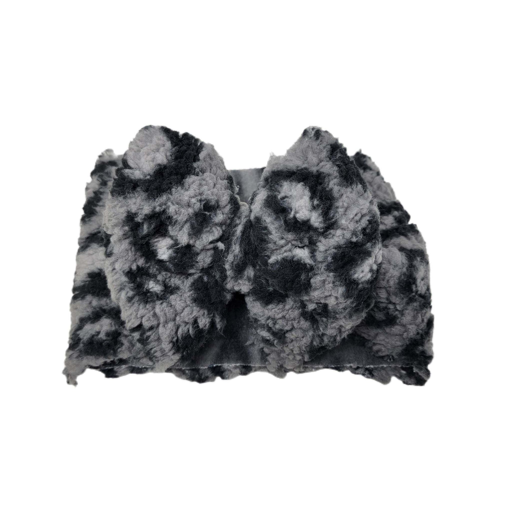 Leopard Sherpa Fabric Bow Headwrap - Waterfall Wishes