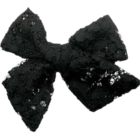 Black Lace Dainty Fabric Bow 4"