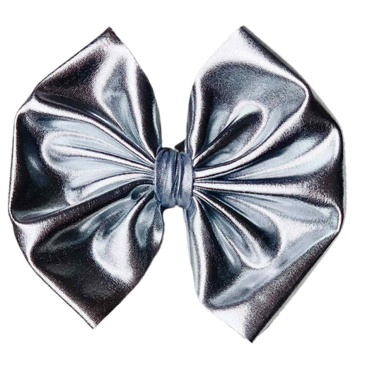 Silver Lamé Fabric Bow