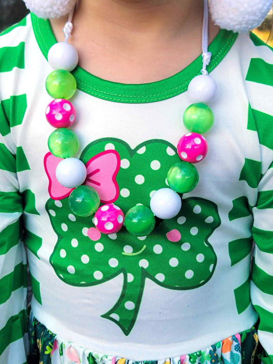 Clover Twirl St. Patrick's Bubblegum Necklace